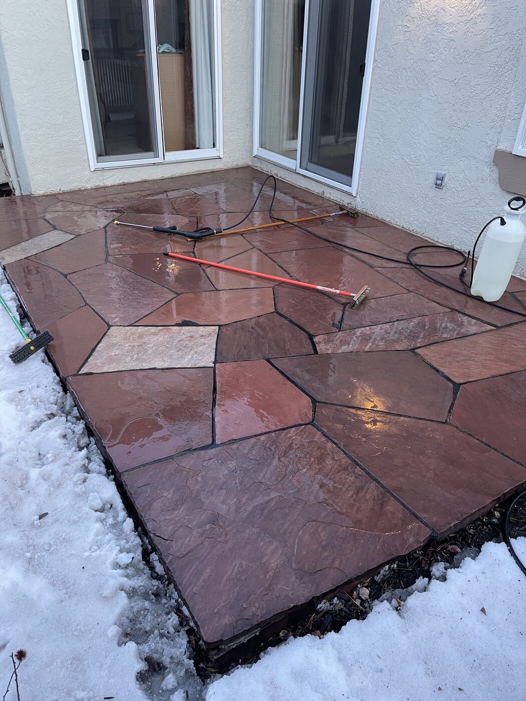 Patio after pressure washing