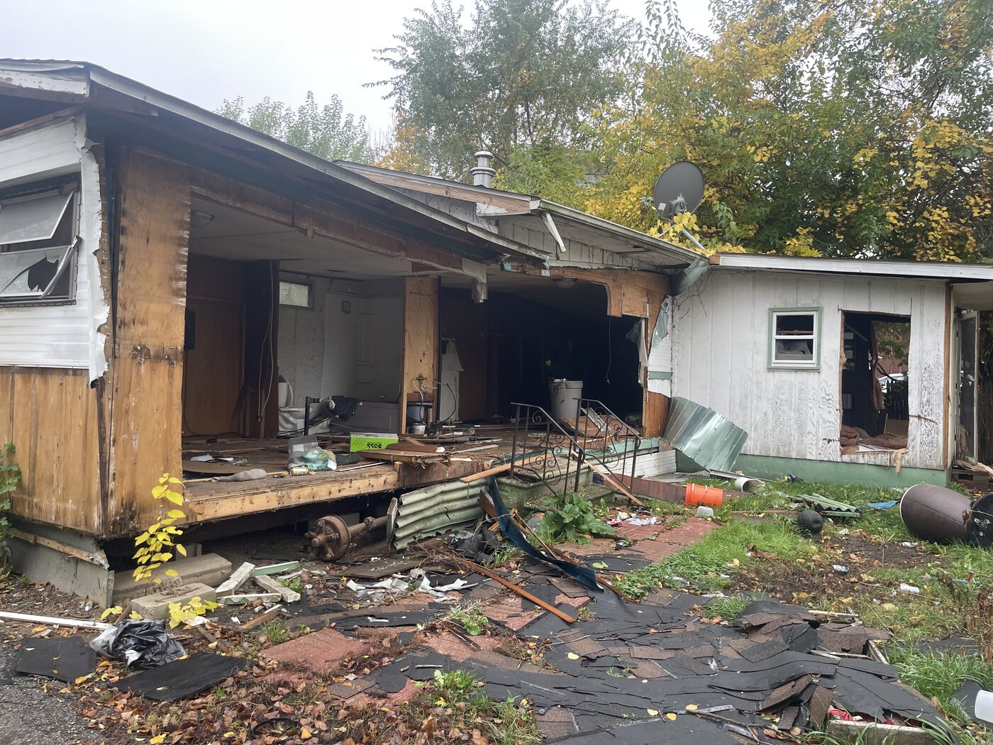Collapsed porch structure